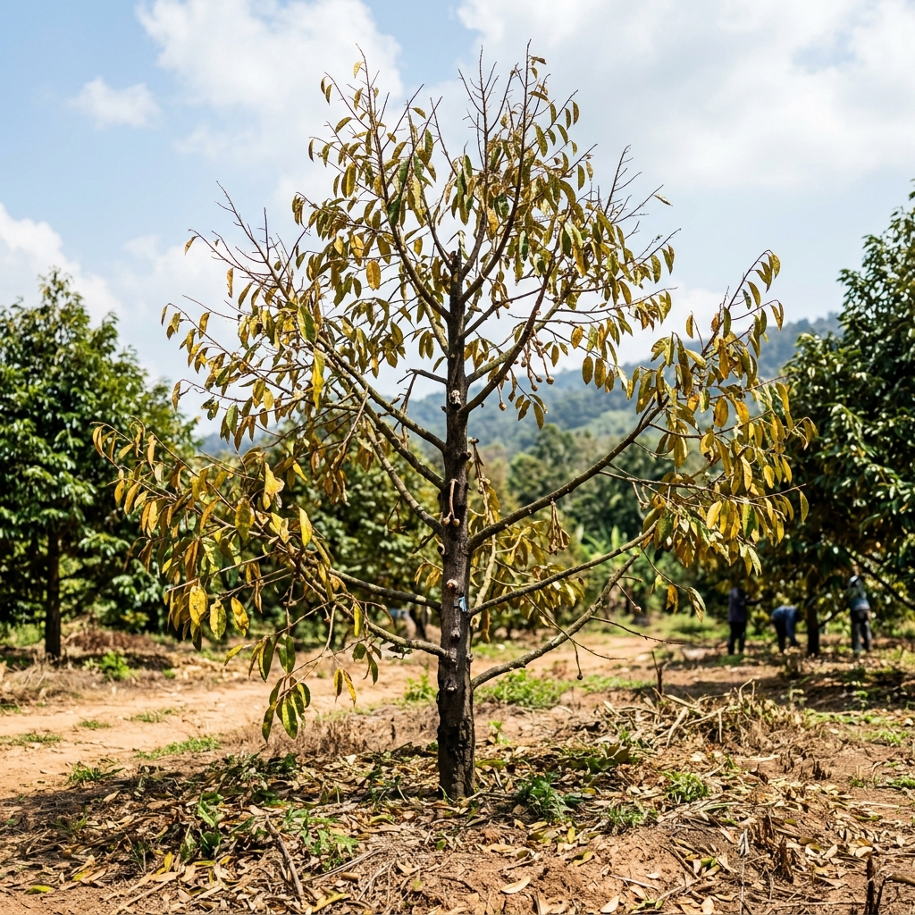 Sầu riêng suy kiệt, vàng lá sau thu hoạch